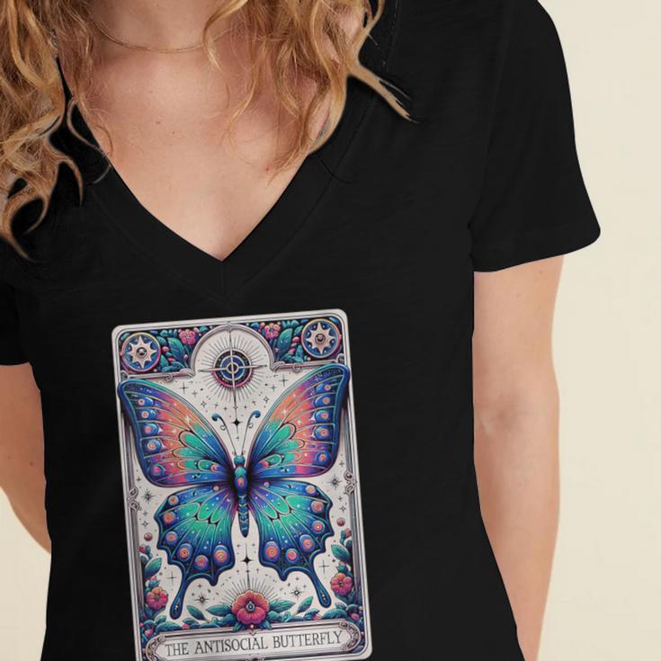 Antisocial Butterfly Introvert Distressed Women's Jersey Short Sleeve Deep V-Neck Tshirt Antisocial Butterfly Introvert Distressed Women's Jersey Short Sleeve Deep V-Neck Tshirt