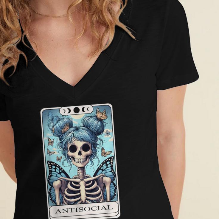 Antisocial Butterfly Tarot Card Introvert Women Stay Home Women's Jersey Short Sleeve Deep V-Neck Tshirt Antisocial Butterfly Tarot Card Introvert Women Stay Home Women's Jersey Short Sleeve Deep V-Neck Tshirt