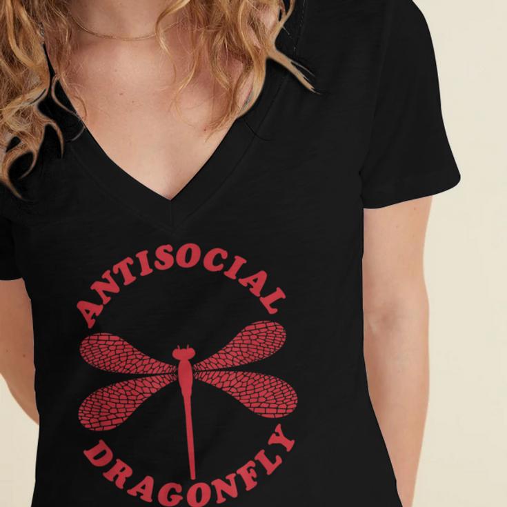 Antisocial Dragonfly Introvert Humor Nature Insect Graphic Women's Jersey Short Sleeve Deep V-Neck Tshirt Antisocial Dragonfly Introvert Humor Nature Insect Graphic Women's Jersey Short Sleeve Deep V-Neck Tshirt