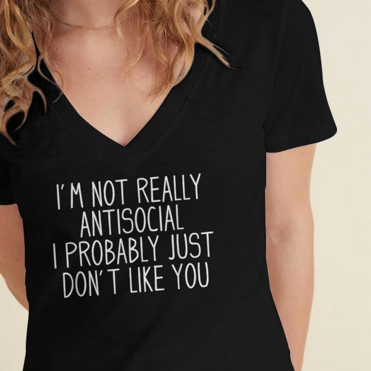 Antisocial Tee Co Introvert -Adults Modern Classic Women's Jersey Short Sleeve Deep V-Neck Tshirt