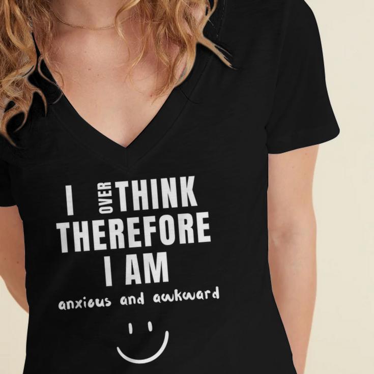 Anxiety Awareness Mental Health Top For Introvert Women's Jersey Short Sleeve Deep V-Neck Tshirt Anxiety Awareness Mental Health Top For Introvert Women's Jersey Short Sleeve Deep V-Neck Tshirt