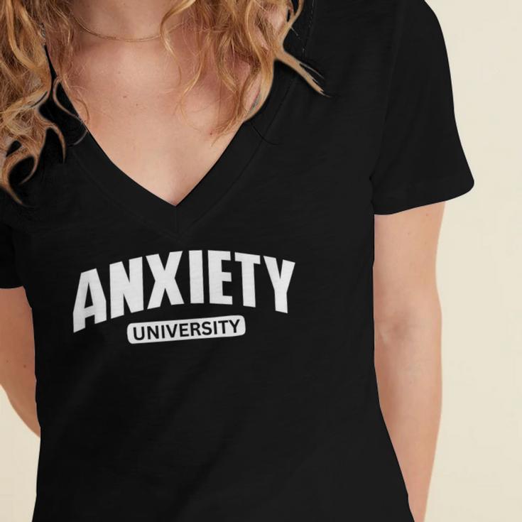 Anxiety University Anxious Introvert Tee Women's Jersey Short Sleeve Deep V-Neck Tshirt Anxiety University Anxious Introvert Tee Women's Jersey Short Sleeve Deep V-Neck Tshirt
