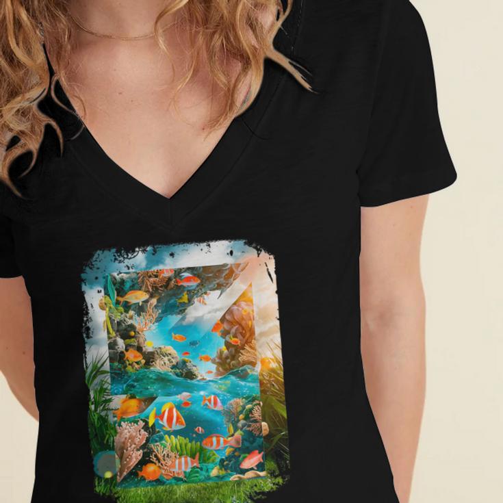 Aqua In The Skies Frutiger Aero Women's Jersey Short Sleeve Deep V-Neck Tshirt Aqua In The Skies Frutiger Aero Women's Jersey Short Sleeve Deep V-Neck Tshirt