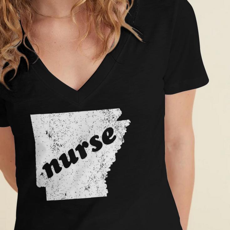 Arkansas Nursing Nurse Graduation Women's Jersey Short Sleeve Deep V-Neck Tshirt