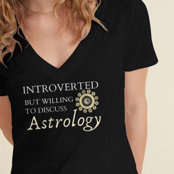 Astrology Quote For Introvert Astrologists Spirituality Women's Jersey Short Sleeve Deep V-Neck Tshirt Astrology Quote For Introvert Astrologists Spirituality Women's Jersey Short Sleeve Deep V-Neck Tshirt