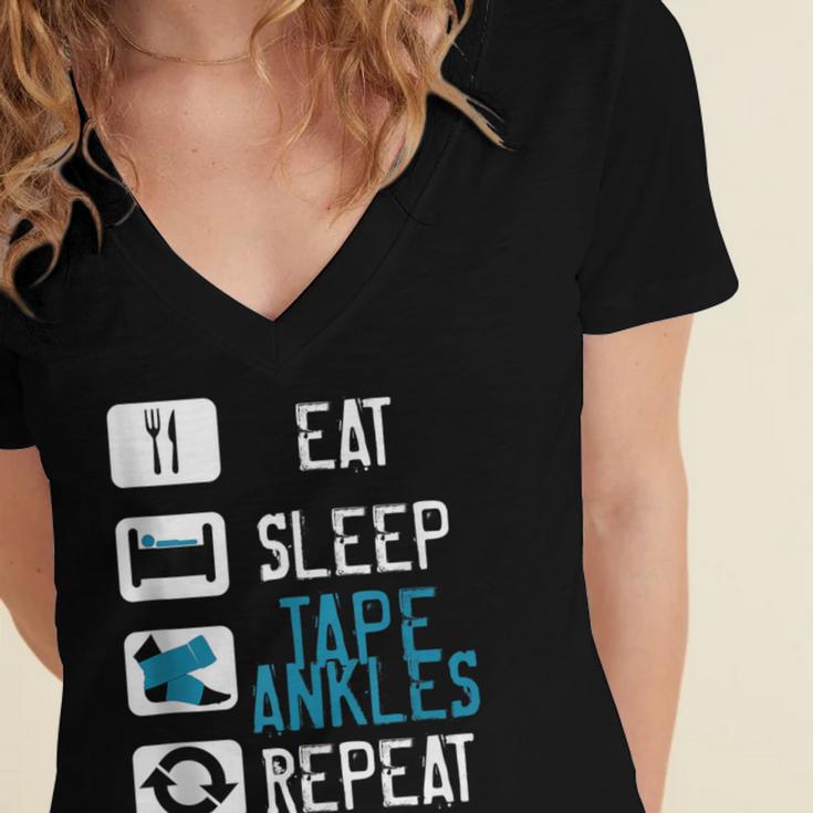 Athletic Trainer Eat Sleep Tape Ankles Graduation Women's Jersey Short Sleeve Deep V-Neck Tshirt