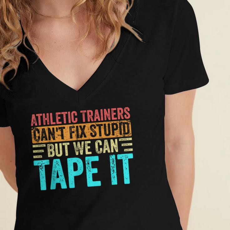 Athletic Trainers Fix Stupid Sports Graduation Vintage Women's Jersey Short Sleeve Deep V-Neck Tshirt