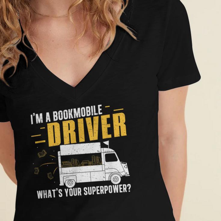 Awesome Bookmobile Driver What's Your Superpower Book Wagon Women's Jersey Short Sleeve Deep V-Neck Tshirt Awesome Bookmobile Driver What's Your Superpower Book Wagon Women's Jersey Short Sleeve Deep V-Neck Tshirt