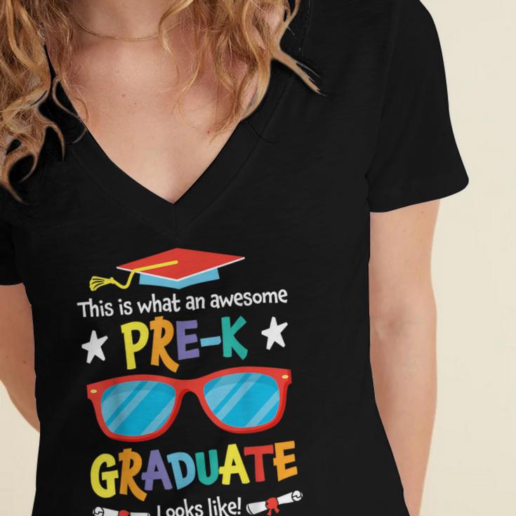 What An Awesome Pre-K Graduate Looks Like 2025 Graduation Women's Jersey Short Sleeve Deep V-Neck Tshirt