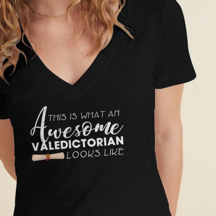 What An Awesome Valedictorian Looks Like Graduation Tee Women's Jersey Short Sleeve Deep V-Neck Tshirt