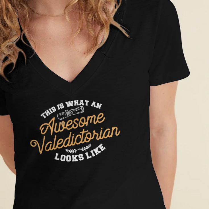 This Is What An Awesome Valedictorian Looks Like Graduation Women's Jersey Short Sleeve Deep V-Neck Tshirt