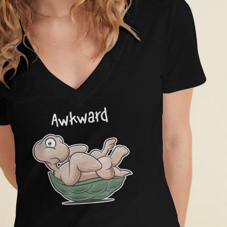 Awkward Turtle Upside Down Witty Comical Introvert Women's Jersey Short Sleeve Deep V-Neck Tshirt Awkward Turtle Upside Down Witty Comical Introvert Women's Jersey Short Sleeve Deep V-Neck Tshirt