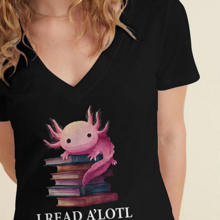 Axolotl Book Lover Librarian Reading Library Readers Women's Jersey Short Sleeve Deep V-Neck Tshirt Axolotl Book Lover Librarian Reading Library Readers Women's Jersey Short Sleeve Deep V-Neck Tshirt