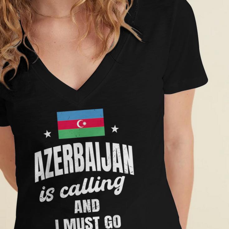 Azerbaijan Lover Saying Azeri Nostalgia Women's Jersey Short Sleeve Deep V-Neck Tshirt