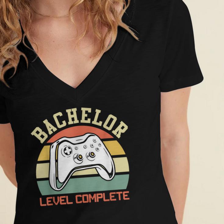 Bachelor Degree 2026 Bachelor Graduation Women's Jersey Short Sleeve Deep V-Neck Tshirt