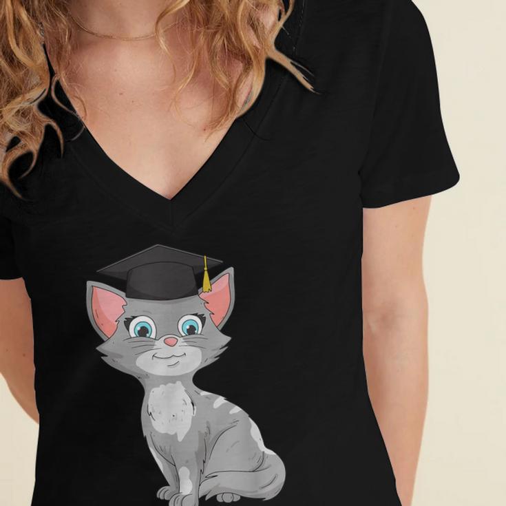 Bachelor Master Cats Graduation 2026 Graduate Women's Jersey Short Sleeve Deep V-Neck Tshirt