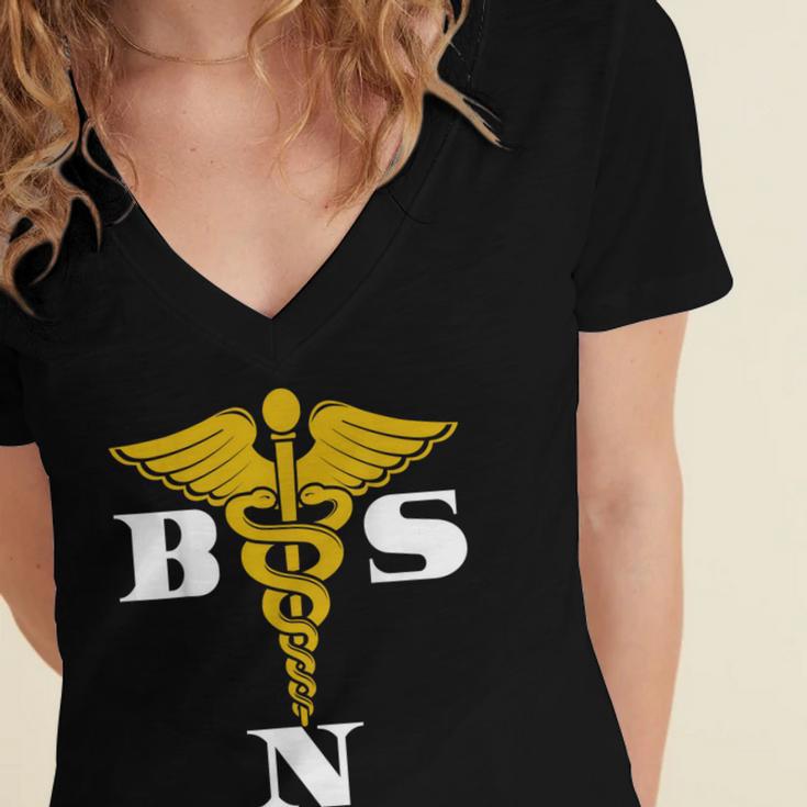 Bachelor Of Science Nursing Graduation Women's Jersey Short Sleeve Deep V-Neck Tshirt