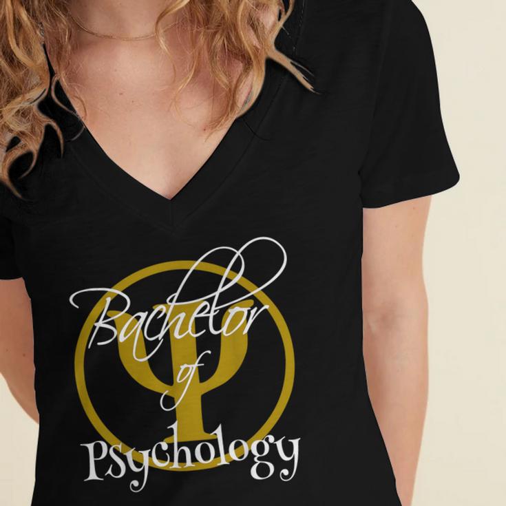 Bachelor Of Science Psychology Graduation Women's Jersey Short Sleeve Deep V-Neck Tshirt