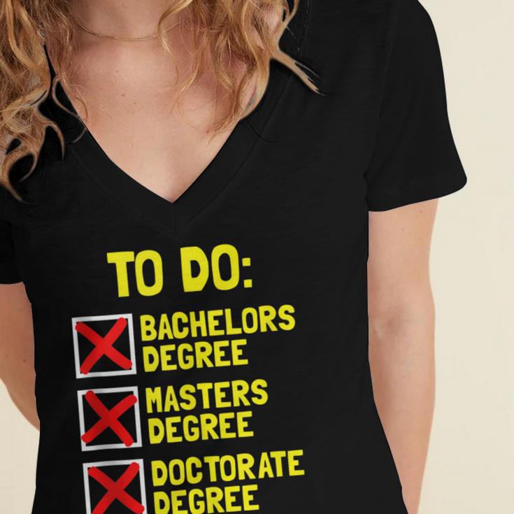 Bachelors Masters Doctorate Degree DR PHD Graduation Women's Jersey Short Sleeve Deep V-Neck Tshirt