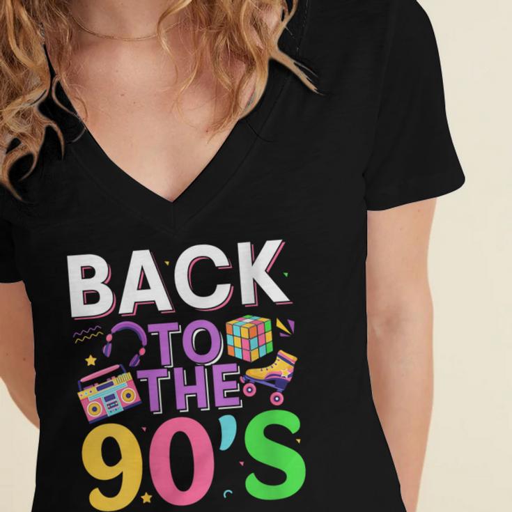 Back To The 90's Mixtape Era Nostalgia Retro 1990 90's Style Women's Jersey Short Sleeve Deep V-Neck Tshirt Back To The 90's Mixtape Era Nostalgia Retro 1990 90's Style Women's Jersey Short Sleeve Deep V-Neck Tshirt
