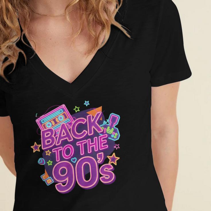 Back To The 90s Retro Nostalgia Women's Jersey Short Sleeve Deep V-Neck Tshirt
