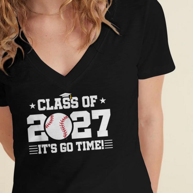 Back To School 2027 Baseball 2027 Graduation Class Of 2027 Women's Jersey Short Sleeve Deep V-Neck Tshirt
