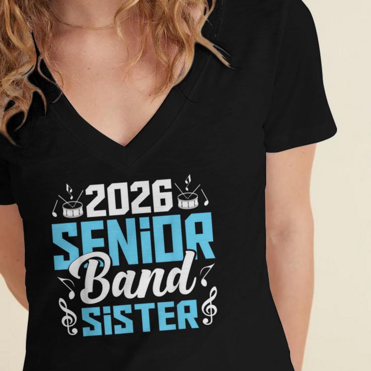 Band Senior Sister Class Of 2026 Senior Band Graduation Women's Jersey Short Sleeve Deep V-Neck Tshirt