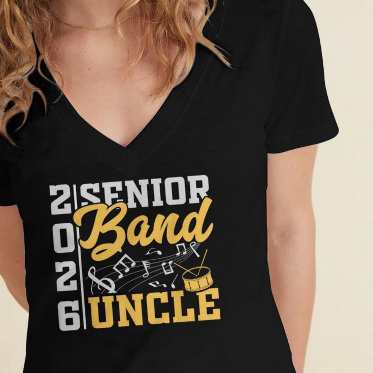 Band Senior Uncle Class Of 2026 Graduation Graduate Women's Jersey Short Sleeve Deep V-Neck Tshirt