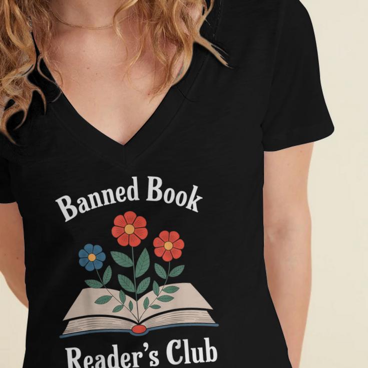 Banned Book Readers Club Women's Jersey Short Sleeve Deep V-Neck Tshirt Banned Book Readers Club Women's Jersey Short Sleeve Deep V-Neck Tshirt