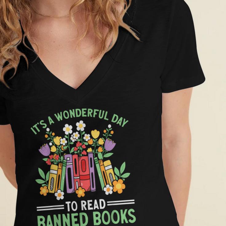 Banned Books Week Librarian Reading Women's Jersey Short Sleeve Deep V-Neck Tshirt Banned Books Week Librarian Reading Women's Jersey Short Sleeve Deep V-Neck Tshirt