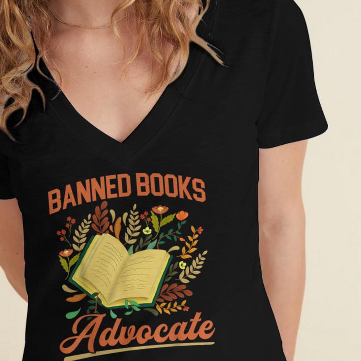 Banned Books Week Read Banned Books Reader Women's Jersey Short Sleeve Deep V-Neck Tshirt