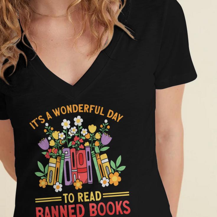 Banned Books Week Read Banned Books Women's Jersey Short Sleeve Deep V-Neck Tshirt