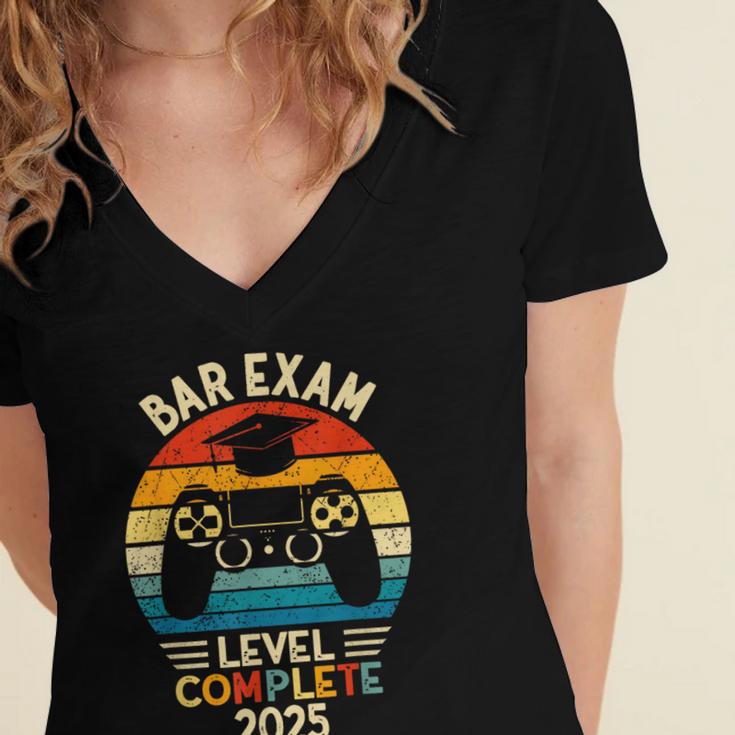 Bar Exam Level Complete 2025 Lawyer Law School Graduation Women's Jersey Short Sleeve Deep V-Neck Tshirt
