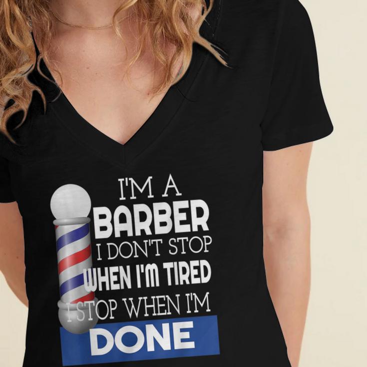 Barber Stylist Barber College Graduation Women's Jersey Short Sleeve Deep V-Neck Tshirt