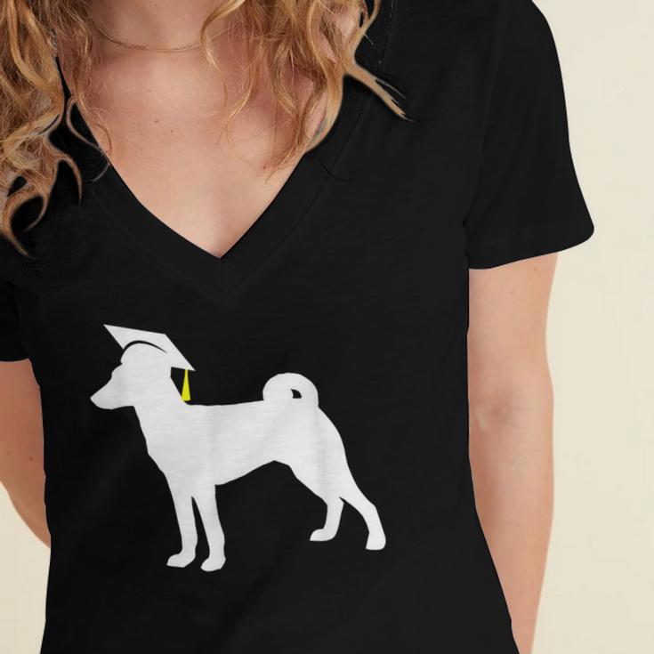 Basenji Graduation Dog Graduate Women's Jersey Short Sleeve Deep V-Neck Tshirt