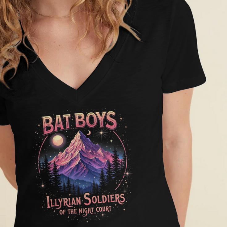 Bat Boys Night Court Mountain Nesta Bookworm ACOSF Bookish Women's Jersey Short Sleeve Deep V-Neck Tshirt