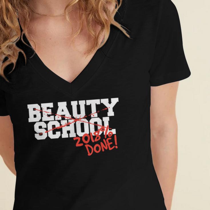 Beauty School Graduation Class Of 2018 Women's Jersey Short Sleeve Deep V-Neck Tshirt