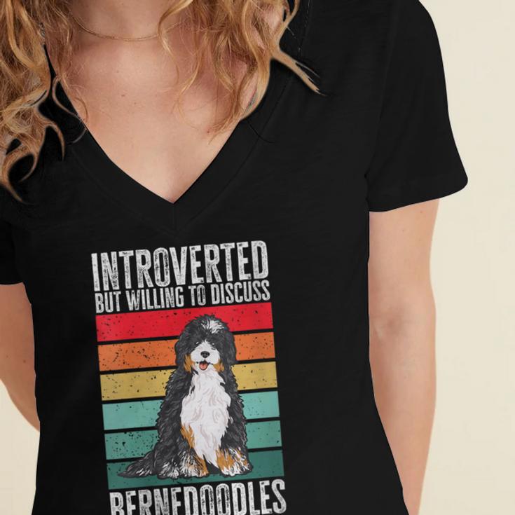 Bernedoodle Dog Introvert Bernedoodle Women's Jersey Short Sleeve Deep V-Neck Tshirt Bernedoodle Dog Introvert Bernedoodle Women's Jersey Short Sleeve Deep V-Neck Tshirt