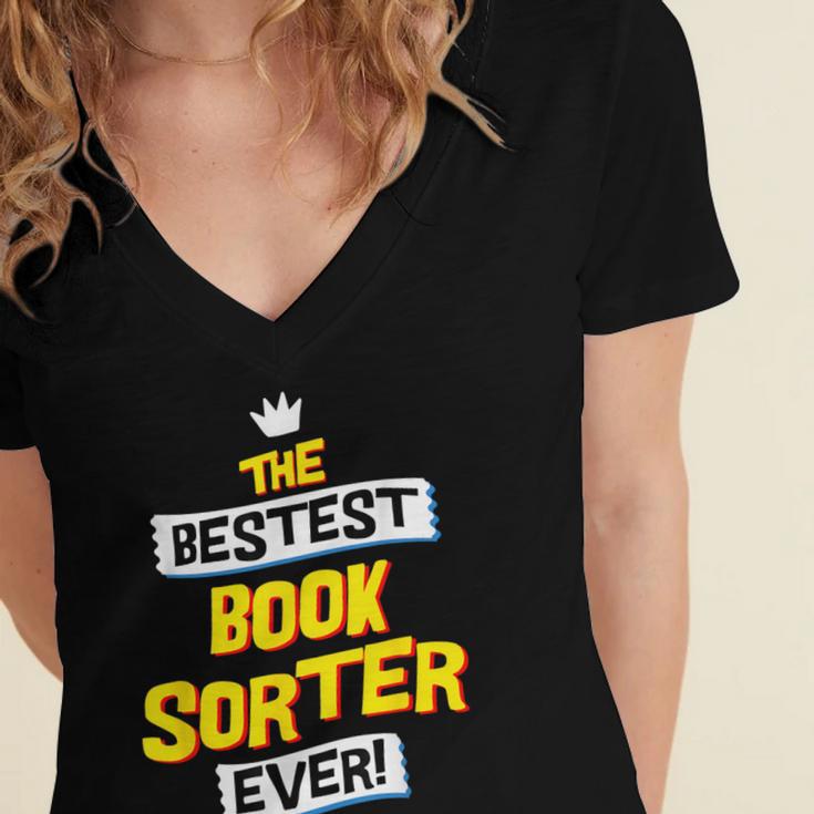 Best Book Sorter Job Occupation Women's Jersey Short Sleeve Deep V-Neck Tshirt