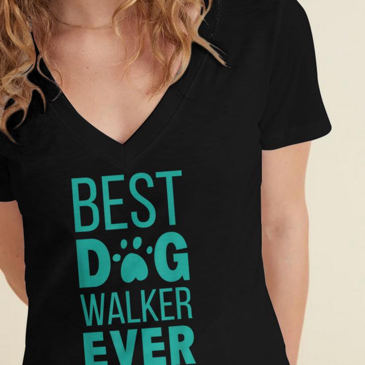 Best Dog Walker Ever Graduation New Shirt Dog Lover Women's Jersey Short Sleeve Deep V-Neck Tshirt