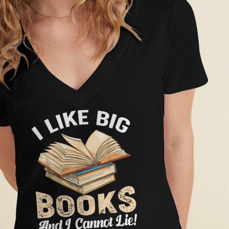 I Like Big Books And I Cannot Lie Book Reading Women's Jersey Short Sleeve Deep V-Neck Tshirt I Like Big Books And I Cannot Lie Book Reading Women's Jersey Short Sleeve Deep V-Neck Tshirt
