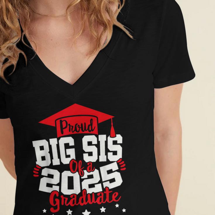 Big Sis Of a 2025 Graduate Class Senior Graduation Grad 25 Women's Jersey Short Sleeve Deep V-Neck Tshirt