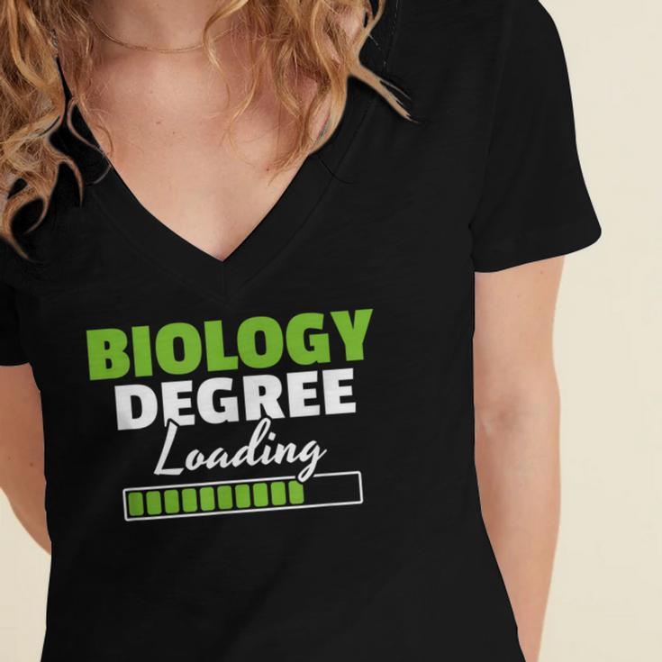 Biology Degree Loading Graduation Student Teacher Biologist Women's Jersey Short Sleeve Deep V-Neck Tshirt