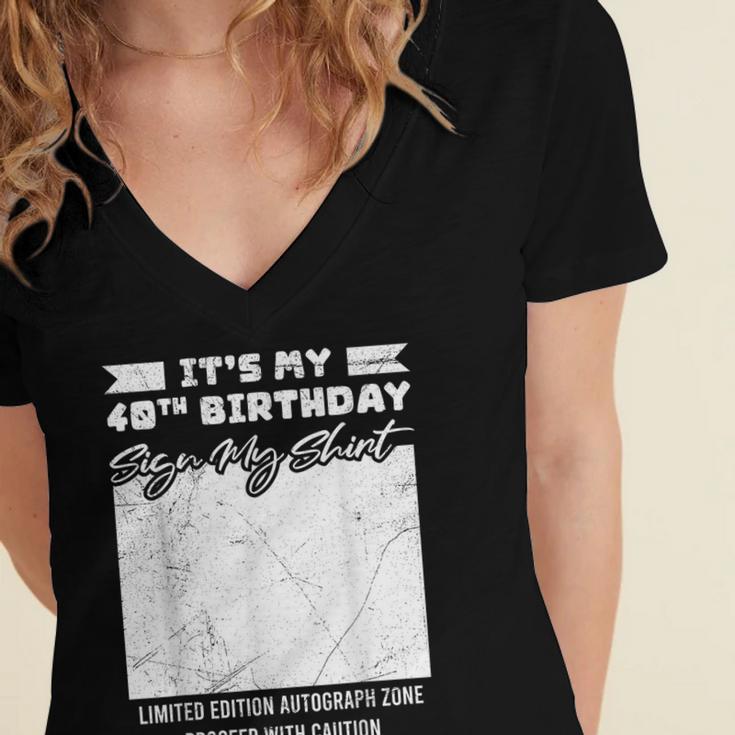 Birthday It's My 40th Birthday Guest Book Birthday Party Women's Jersey Short Sleeve Deep V-Neck Tshirt