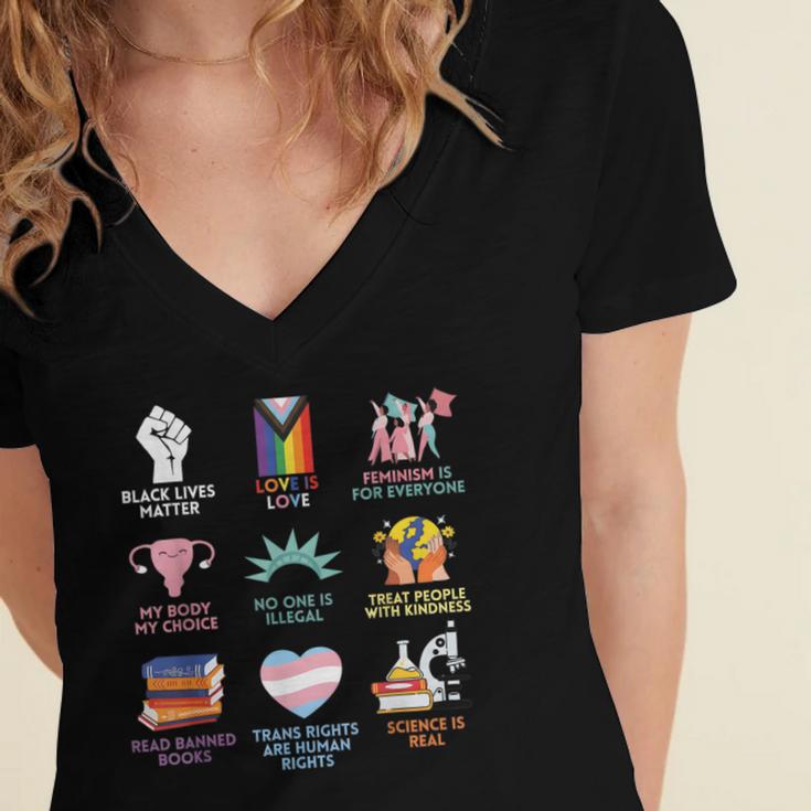 BLM Human Rights Feminism Trans Science Books LGBTQ Quote Women's Jersey Short Sleeve Deep V-Neck Tshirt BLM Human Rights Feminism Trans Science Books LGBTQ Quote Women's Jersey Short Sleeve Deep V-Neck Tshirt