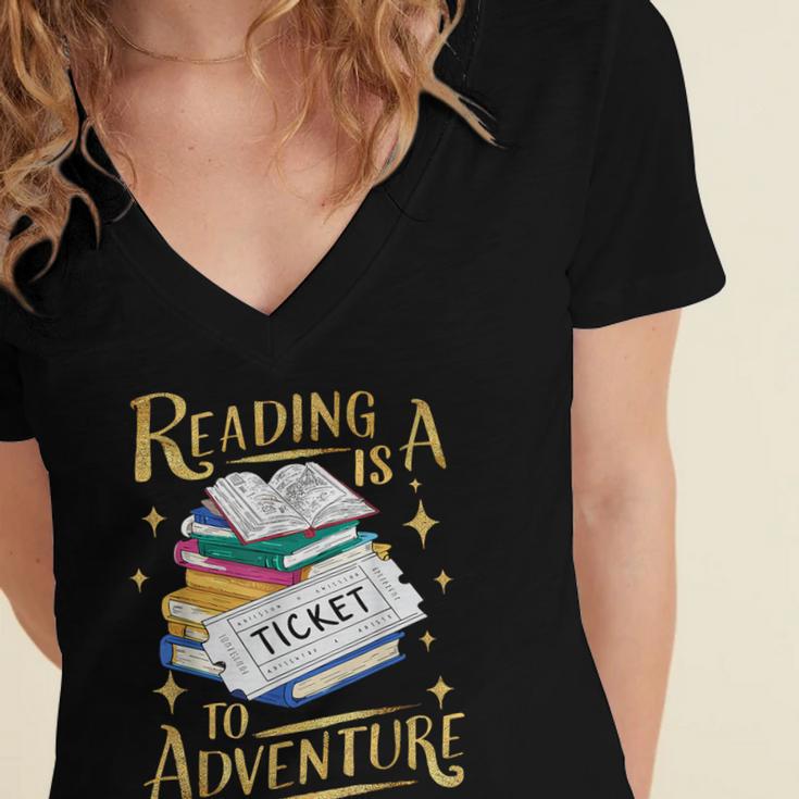 Book Adventure Library Student Teacher Book Women's Jersey Short Sleeve Deep V-Neck Tshirt Book Adventure Library Student Teacher Book Women's Jersey Short Sleeve Deep V-Neck Tshirt