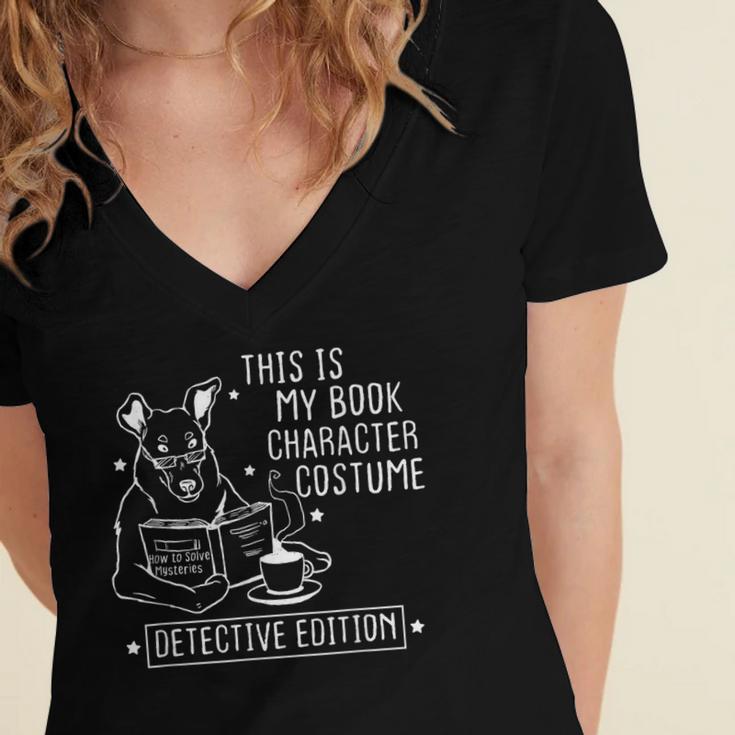 This Is My Book Character Costume Dog Reading a Book Women's Jersey Short Sleeve Deep V-Neck Tshirt This Is My Book Character Costume Dog Reading a Book Women's Jersey Short Sleeve Deep V-Neck Tshirt