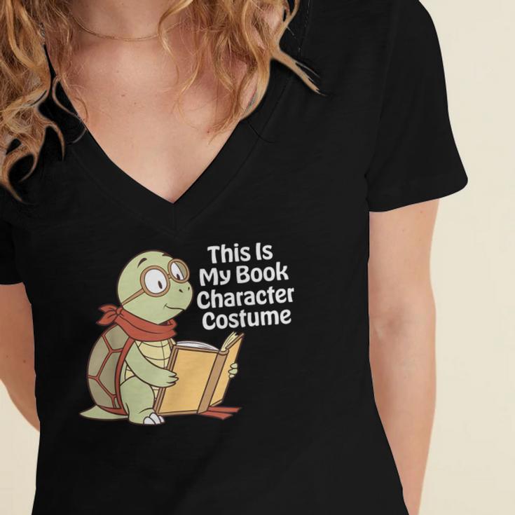 This Is My Book Character Costume Turtle Kids Reading Women's Jersey Short Sleeve Deep V-Neck Tshirt This Is My Book Character Costume Turtle Kids Reading Women's Jersey Short Sleeve Deep V-Neck Tshirt