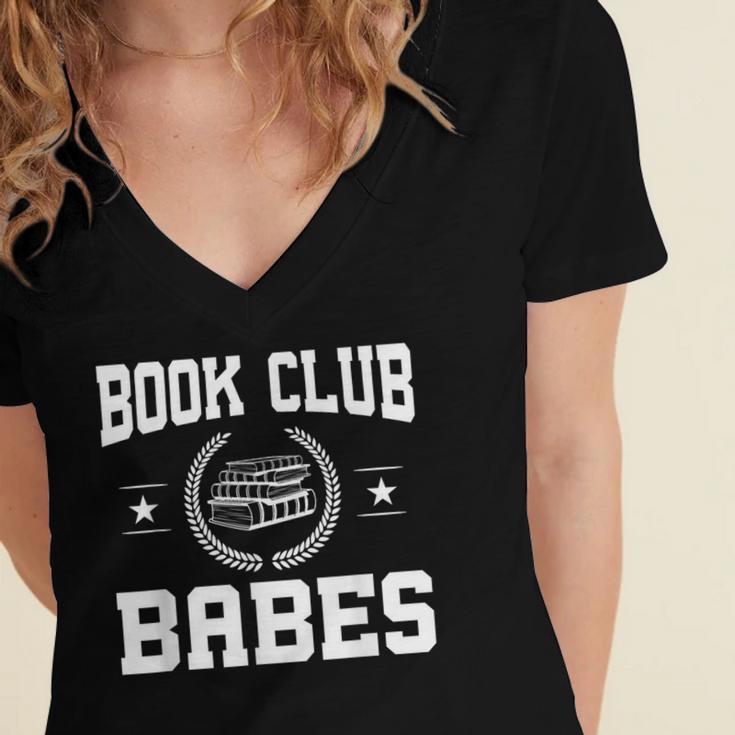 Book Club Babes Women's Jersey Short Sleeve Deep V-Neck Tshirt