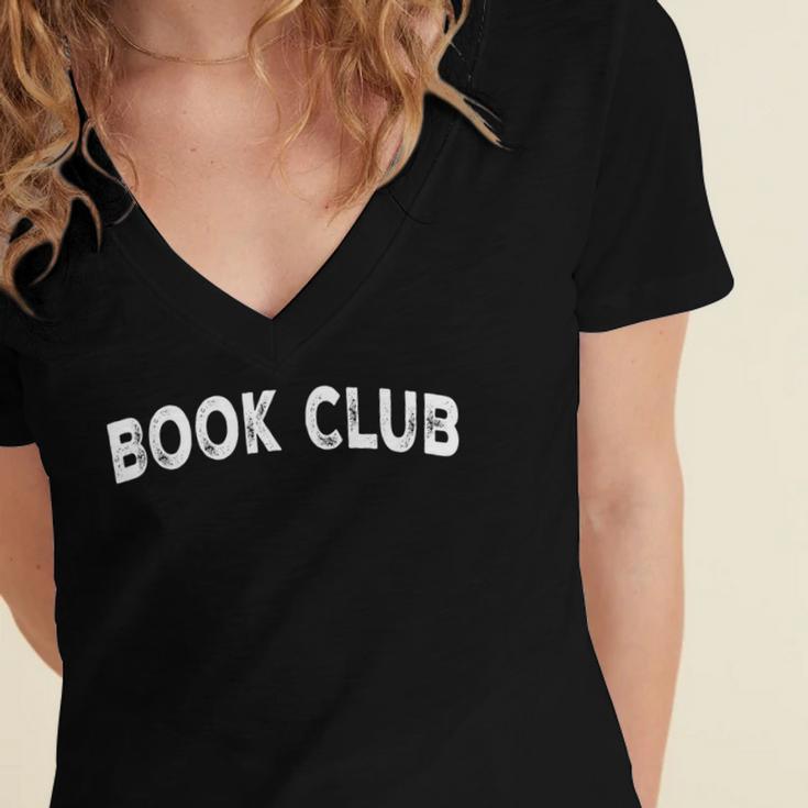 Book Club Women's Jersey Short Sleeve Deep V-Neck Tshirt
